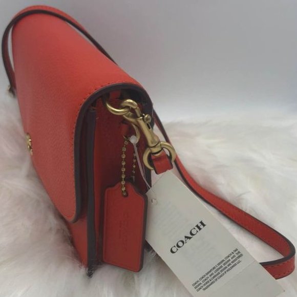 *SOLD* New Coach Polished Pebble Leather Hayden Crossbody - Red/Orange - Picture 5 of 10